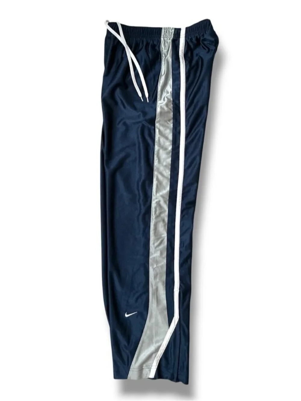 Nike Track Pants Drawstring Elasticized Waist Zip Leg Hem Navy Blue Youth Large